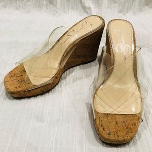 Jessica Simpson Clear Strapped Wedges